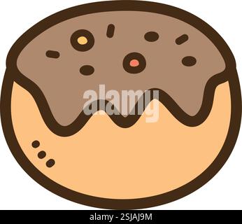 Donut hole vector doodle illustration and graphic. Part of fast food category. Stock Vector