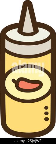 Chilli ketchup vector doodle illustration and graphic. Part of fast food category. Stock Vector