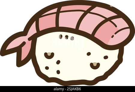 Shrimp sushi vector doodle illustration and graphic. Part of fast food category. Stock Vector