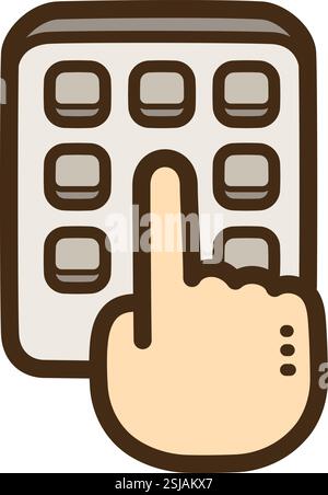 Dial atm pad vector doodle illustration and graphic. Part of finance category. Stock Vector
