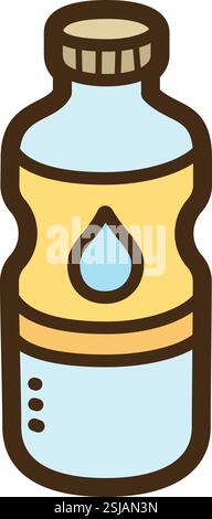 Bottled water vector doodle illustration and graphic. Part of food and beverages category. Stock Vector