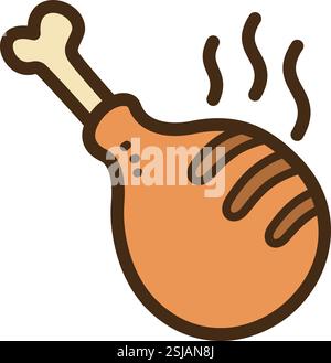 Grilled chicken vector doodle illustration and graphic. Part of food and beverages category. Stock Vector