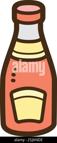Sauce bottle vector doodle illustration and graphic. Part of food and beverages category. Stock Vector