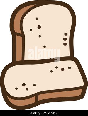 Whitebread vector doodle illustration and graphic. Part of food and beverages category. Stock Vector