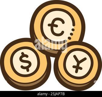 Currency vector doodle illustration and graphic. Part of finance category. Stock Vector