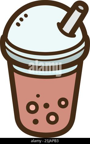 Bubble tea vector doodle illustration and graphic. Part of food and beverages category. Stock Vector