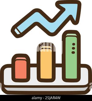 Growth vector doodle illustration and graphic. Part of finance category. Stock Vector