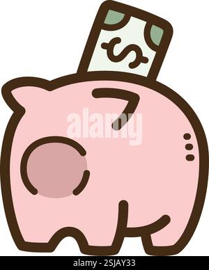 Saving vector doodle illustration and graphic. Part of finance category. Stock Vector