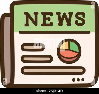 Newspaper vector doodle illustration and graphic. Part of finance category. Stock Vector