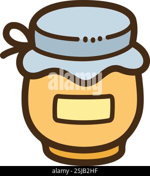 Honey jar vector doodle illustration and graphic. Part of food and beverages category. Stock Vector