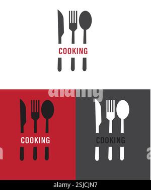 spoon, knife and fork cooking logo design template, Cutlery logo design Stock Vector