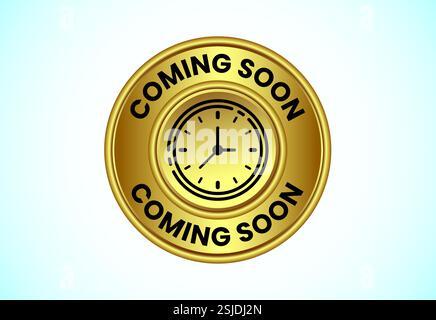 Advertising coming soon button design illustration,  Promotion sign template design Stock Vector