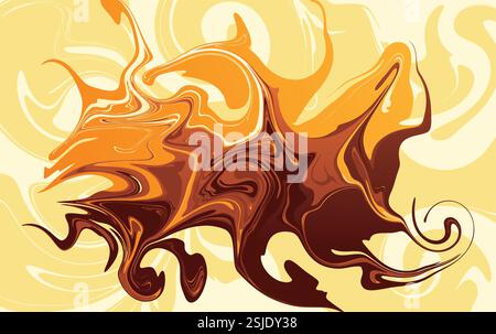 Abstract Artwork Background vector. Liquid Wave colorful Design. Orange and Brown Color Stock Vector