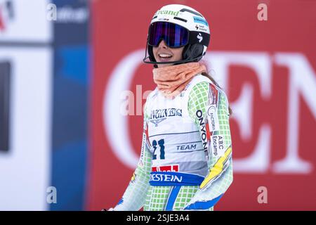 Saalbach, Austria. 11th Feb, 2025. SAALBACH, AUSTRIA - FEBRUARY 11: Carla Mijares Ruf of Andorra facing the result during the Audi FIS Alpine World Ski Championships - Women's Team Combined - race at Saalbach on February11, 2025 at Saalbach, Austria, Salzburg.250211 SEPA 12 149 - 20250211 PD11640 Credit: APA-PictureDesk/Alamy Live News Stock Photo