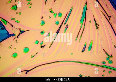 Urea in polarized light, crystals magnified 100x Stock Photo