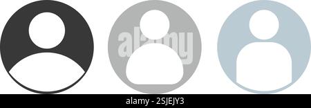 User Profile Icons in Black, Gray, and Blue Stock Vector