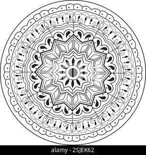 Intricate Mandala Design for Coloring and Art Therapy Stock Vector