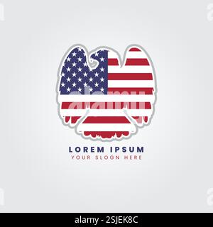 American Flag Eagle Logo with Placeholder Text Stock Vector