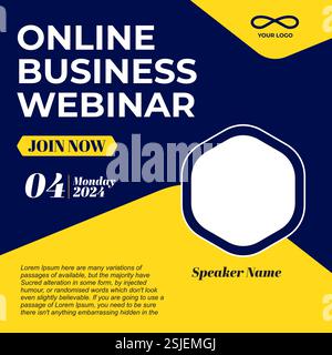 Online Business Webinar Promotional Flyer with Join Now Button Stock Vector