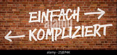 Lettering on a brick wall - simple or complicated Stock Photo
