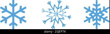 Blue snowflake icon set isolated vector illustration Stock Vector