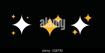 Abstract Star Icon Set on Black Background – Modern Vector Symbols Stock Vector