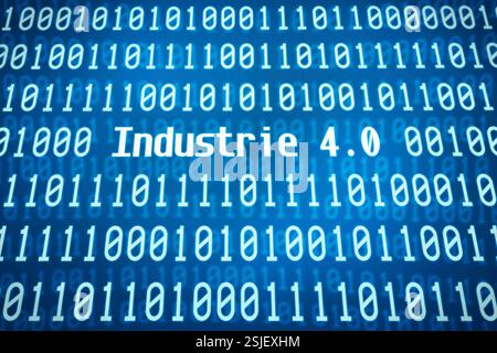 Binary code with the word Industry 4.0 at the center Stock Photo