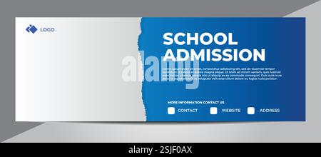 School Admission social media post Banner Design blue & grey color theme School Admission Banner template design | modern and minimal design for text Stock Vector