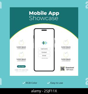 Mobile App Showcase Promotion, App Promotion Banner Template Stock Vector