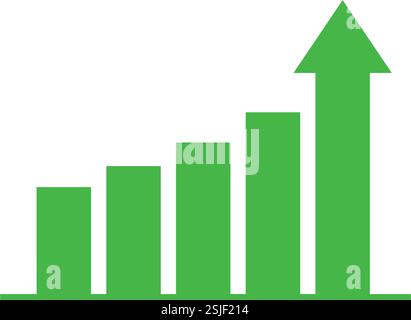 Green Bar Graph Representing Sustainable Growth, Financial Success, and Environmental Progress through Data-Driven Metrics and Performance Analysis Stock Vector
