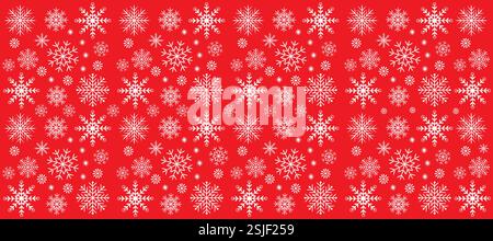 Festive Snowflake Pattern on Red Background, chistmas seamless pattern design background, textile decoration seamless pattern art work Stock Vector