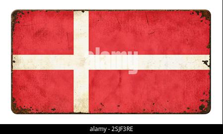 Old rusty tin sign - Flag Denmark Stock Photo