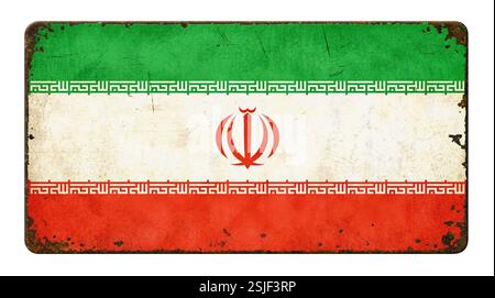 Old rusty tin sign - Flag Iran Stock Photo