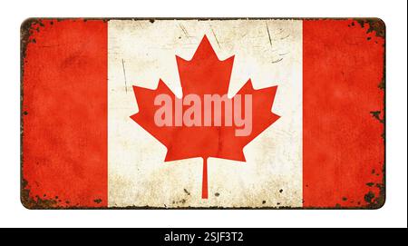 Old rusted tin sign - Flag Canada Stock Photo