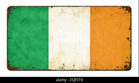 Old rusty tin sign - Flag Ireland Stock Photo