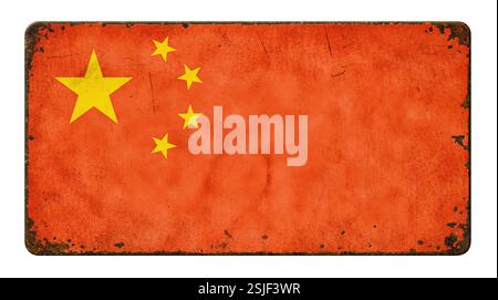 Old rusted tin sign - China flag Stock Photo