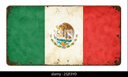 Old rusted tin sign - Flag Mexico Stock Photo