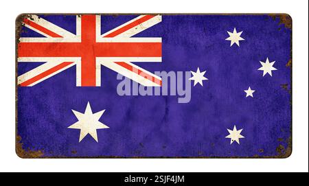 Old rusted tin sign - Australia flag Stock Photo