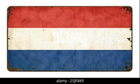 Old rusted tin sign - Flag Netherlands Stock Photo
