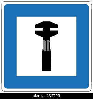Blue sign with wrench icon indicating repair services Stock Vector