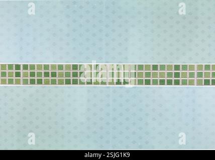 Blue and green tiles with row mosaic assembled on the bathroom wall Stock Photo
