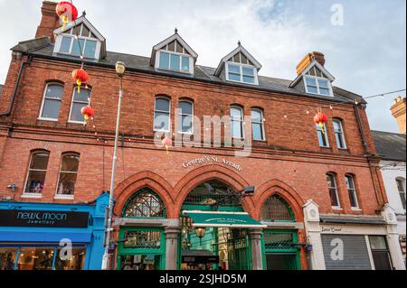Dublin, Ireland- Feb 3, 2025: The entracne to George's St. Arcade in Dublin city centre Stock Photo