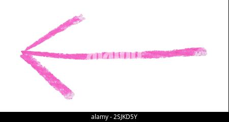 One pink drawn arrow isolated on white Stock Photo