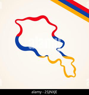 Outline map of Armenia marked in colors from the flag Stock Vector