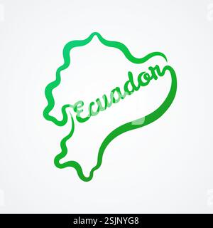 Map of Ecuador - shape and name in one line Stock Vector
