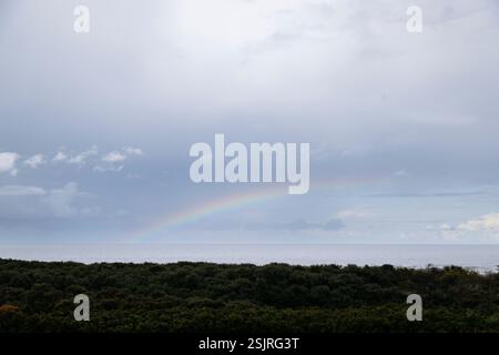 Rainbow in the sky over Juist Stock Photo