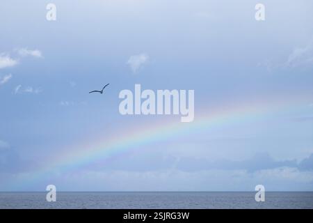 Rainbow in the sky over Juist Stock Photo