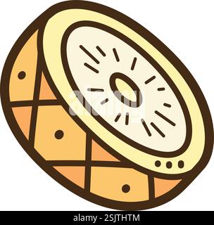 Pineapple slice vector doodle illustration and graphic. Part of fruit slice category. Stock Vector
