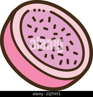 Dragon fruit vector doodle illustration and graphic. Part of fruit slice category. Stock Vector