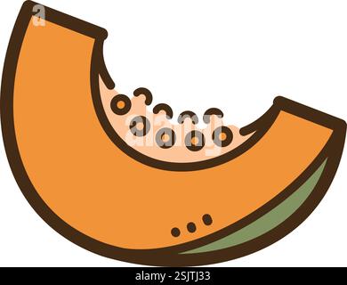 Papaya slice vector doodle illustration and graphic. Part of fruit slice category. Stock Vector